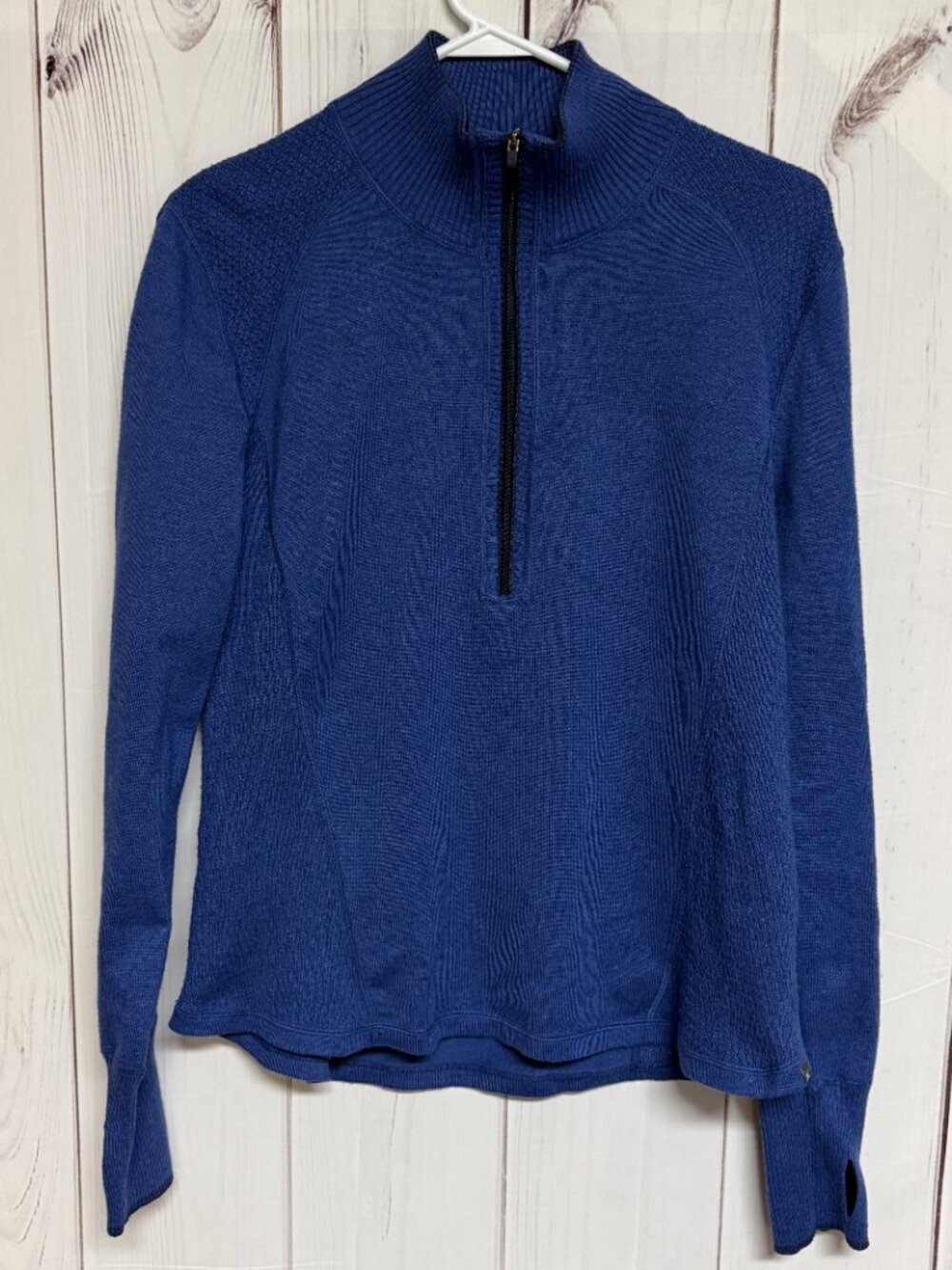 Eddie Bauer Women’s 1/2 Zip Pullover‎ Large Blue Thumbholes EUC